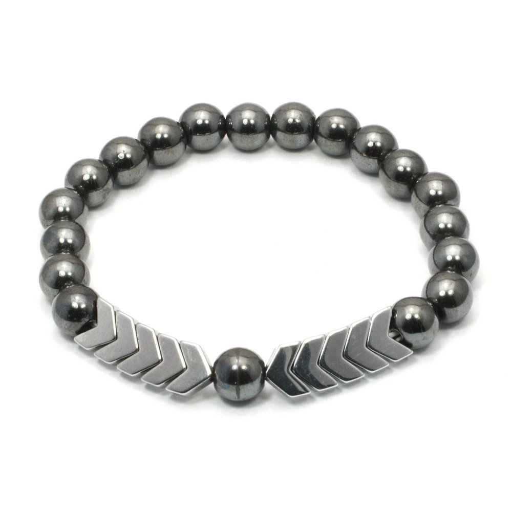 Hematite Crystal Bracelet - Silver Arrows