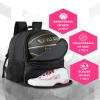 Soccer Ball Bag Backpack for Men Women with Ball & Shoes Compartment 32L Capacity Lightweight Breathable Boys Girls Basketball Bag Backpack Fit Volleyball Football Sports Travel School Gym Black Edge view 3