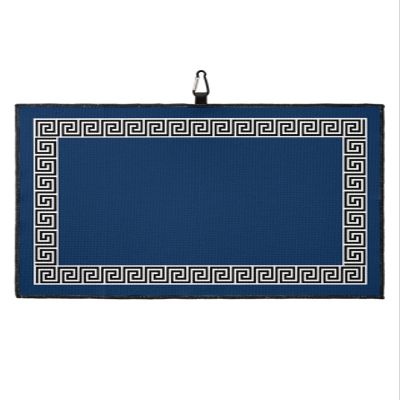 LEOSUCRE Navy Blue Chinese Floral Style Golf Towels, Microfiber Waffle Golf Towels with Clip for Golf Bags Absorbent Golf Cleaning Towel Golf Bag Towels for Men Simple Painting Golf Gift 24"x16"