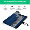 LEOSUCRE Navy Blue Chinese Floral Style Golf Towels, Microfiber Waffle Golf Towels with Clip for Golf Bags Absorbent Golf Cleaning Towel Golf Bag Towels for Men Simple Painting Golf Gift 24"x16" view 2