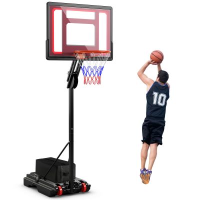 Goplus Portable Basketball Hoop Outdoor, 5FT-10FT Height Adjustable Basketball Stand System with Shatterproof Backboard, Weighted Bag, Indoor Outside Court Basketball Goal for Kids Youth