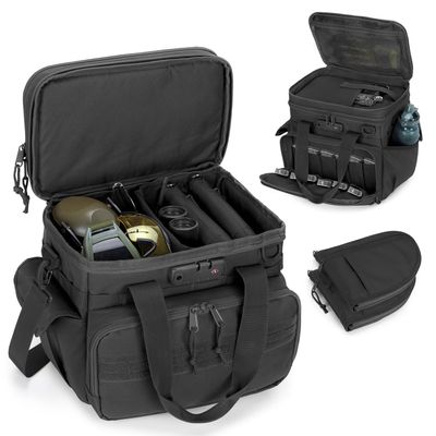 GOBUROS Tactical Gun Range Bag with 3 Pistols Capacity and TSA Lock, Gun Duffle Bag with 2 Small Pistol Cases and 12x Magazine Slots, Multi-Pockets for Hunting and Shooting Range Gear, Black