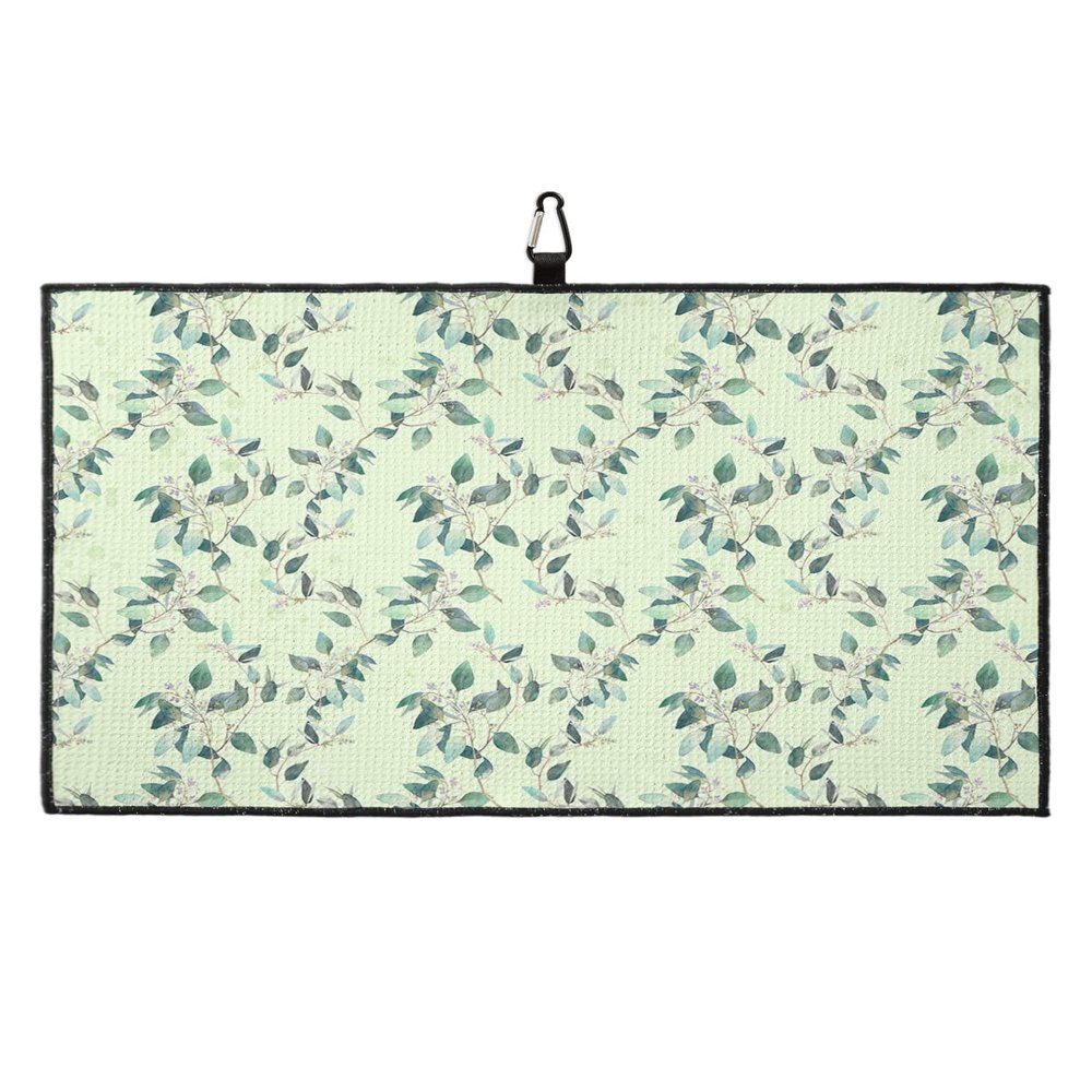 LEOSUCRE Summer Leaves Golf Towels, Microfiber Waffle Golf Towels with Clip for Golf Bags Absorbent Golf Cleaning Towel Golf Bag Towels for Men Green Floral Plant Golf Gift 24"x16"