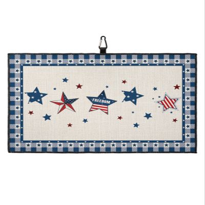 LEOSUCRE Star Independence Day Golf Towels, Microfiber Waffle Golf Towels with Clip for Golf Bags Absorbent Golf Cleaning Towel Golf Bag Towels for Men Burlap Backdrop Blue Plaid Golf Gift 24"x16"