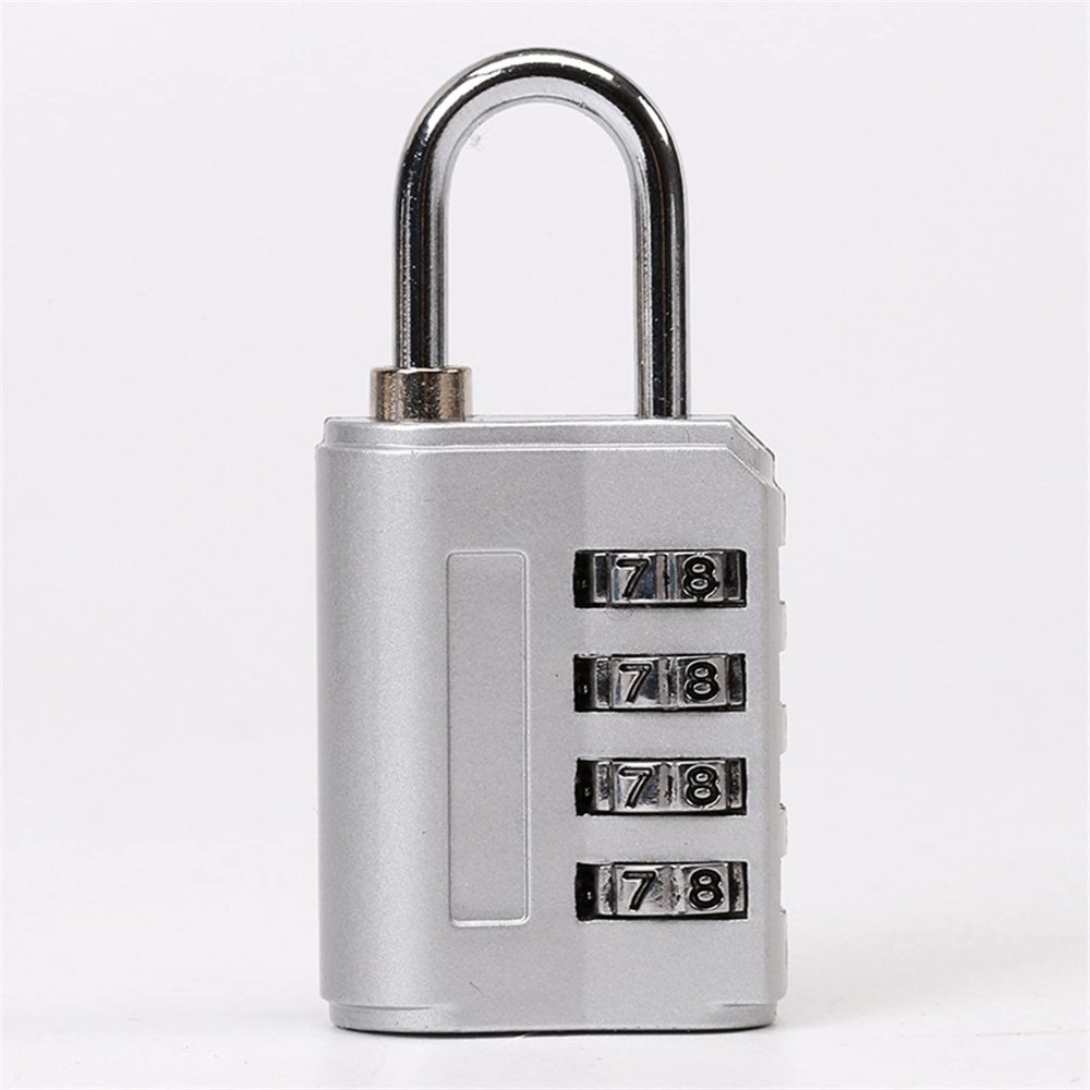 4 Digits Password Code Combination Padlock Aluminum Alloy Suitcase for Luggage Travel Code Lock Code Keyed Thieft Lock 1Pcs (Color : Silver)