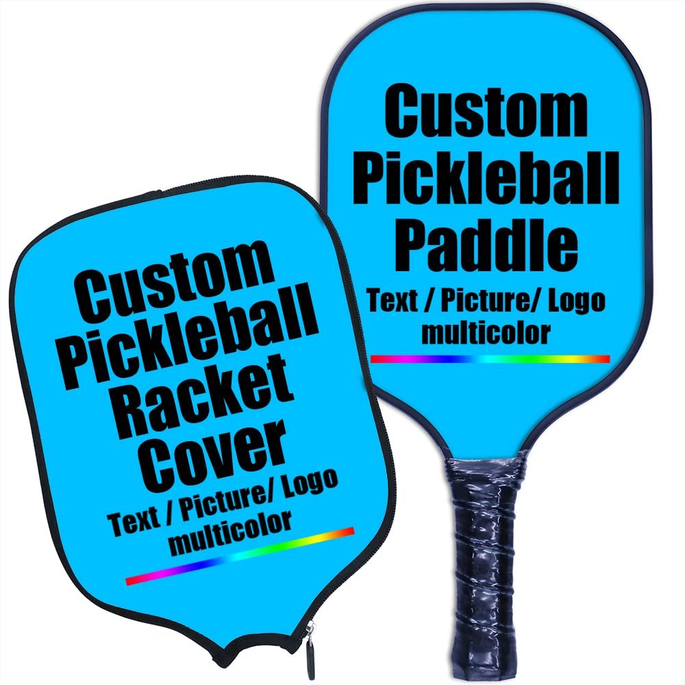 Custom Pickleball Paddle Cover Custom Pickleball Paddle, Personalized Add Your Image Photo Logo, Graphite Pickleball Paddle Polypropylene Honeycomb Core, Neoprene Paddle Cover, DeepSkyBlue