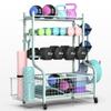PLKOW Dumbbell Rack, Weight Rack for Dumbbells, Home Gym Storage for Dumbbells Kettlebells Yoga Mat and Balls, Multifunctional Workout Storage with Wheels and Hooks, Powder Coated Finish Steel view 1