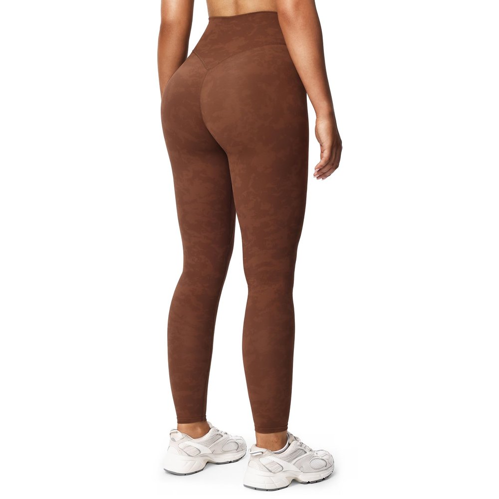Aoxjox High Waisted Workout Leggings for Women Tummy Control Buttery Soft Yoga Metamorph Deep V Pants 26" (Cloud Brown, Medium)