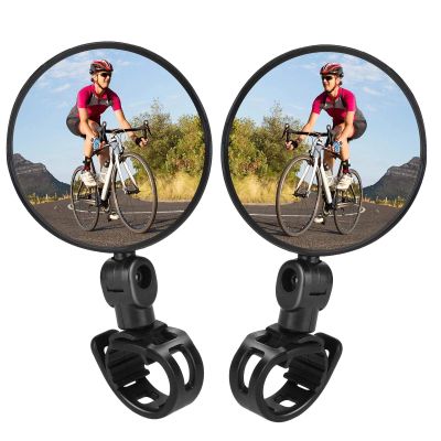 SUIUOI Pack of 2 Universal 360 Bicycle Mirror, Rear View Mirror, Shockproof Bicycle Swivel Mirror Reversing Camera for 15 mm - 35 mm for Bicycle, Mountain Bike, Road Bikes (2)