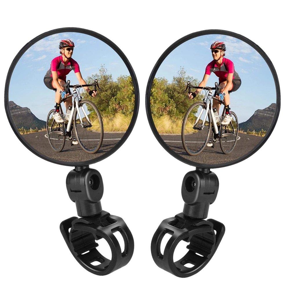 SUIUOI Pack of 2 Universal 360 Bicycle Mirror, Rear View Mirror, Shockproof Bicycle Swivel Mirror Reversing Camera for 15 mm - 35 mm for Bicycle, Mountain Bike, Road Bikes (2)