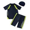 Boys Swimsuits Short Sleeve UPF 50+ Sun Protection Rash Guard with Hat 2 Piece Kids Bathing Suit 4-14 Years Navy