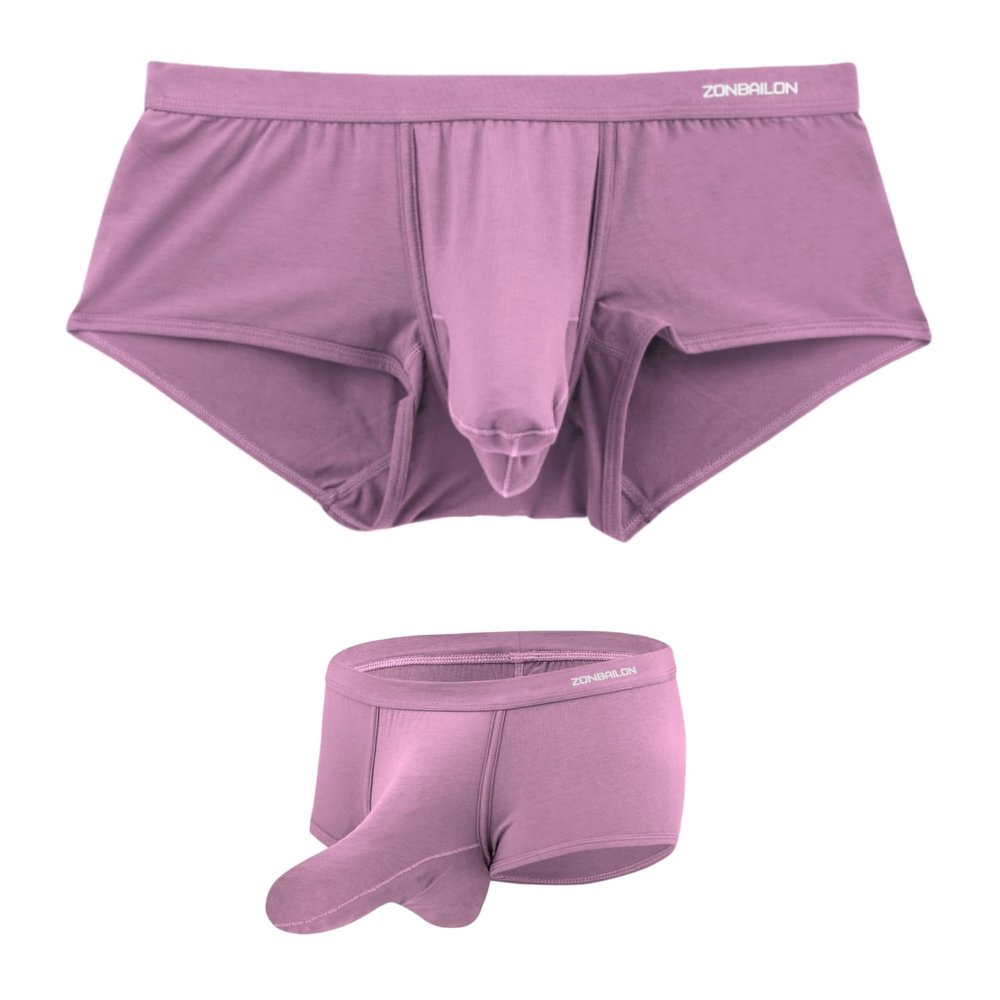 ZONBAILON Mens Bulge Enhancing Briefs Dual Pouch Trunks Underwear Modal Boxer Briefs Purple 1 Pack Large