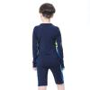 Boys Long Sleeve Swimsuits UPF 50+ Sun Protection Rash Guard Sets Two Piece Kids Summer Swimwear Bathing Suit with Hat Dark Blue view 2