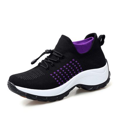 Dressnu Women's Shoes Casual Sports Shoes Rocking Shoes lace up Thick Bottom Shoes Purple 9