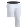 Hansber Men's Basketball Compression Pants One Leg 3/4 Capri Tights Leggings Gym Running Athletic Base Layer White Medium view 1