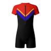 iiniim Kids Girls Boys Boyleg Rash Guard Sport Short Wetsuit One-Piece Swimsuit Zipper UPF 50+ Swimwear Red 4 Years view 1