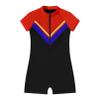 iiniim Kids Girls Boys Boyleg Rash Guard Sport Short Wetsuit One-Piece Swimsuit Zipper UPF 50+ Swimwear Red 4 Years view 3
