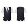 renvena Mens 3D Printed Vest & Tie Tuxedo T Shirt Round Neck Short Sleeve Tux Shirt Black 4XL view 3