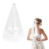 Amaxiu Short Wedding Bridal Veil with Comb, 2 Tier Tulle Bride Veil Elbow Length Wedding Veil Ribbon Edge 60-80cm/23-31in view 1