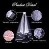 Amaxiu Short Wedding Bridal Veil with Comb, 2 Tier Tulle Bride Veil Elbow Length Wedding Veil Ribbon Edge 60-80cm/23-31in view 4