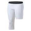 Hansber Men's Basketball Compression Pants One Leg 3/4 Capri Tights Leggings Gym Running Athletic Base Layer White#l Medium view 1