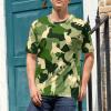 Green Camouflage Cats Men's T-Shirt Short Sleeve Crewneck Shirt Casual Workout Tee Top 5XL view 2