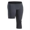 Hansber Men's Basketball Compression Pants One Leg 3/4 Capri Tights Leggings Gym Running Athletic Base Layer Gray XX-Large view 1