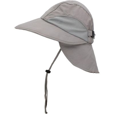 1 Pcs of Outdoor Unisex Sun Hat Wide Brim Neck Flap UV Protection SPF (Light Gray Neck Flap)