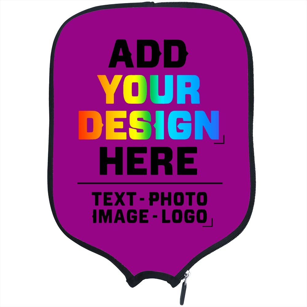 Custom Padded Pickleball Paddle Cover with Personalized Image Text Logo, Neoprene Cover Paddle Case Racket Cover, Fits Most Paddle, Lightpurple, W8.26 xL11.6