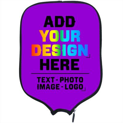 Custom Padded Pickleball Paddle Cover with Personalized Image Text Logo, Neoprene Case, Fits Most Paddles, Dark Violet, 8.26 x 11.6