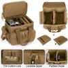 GOBUROS Tactical Gun Range Bag with 3 Pistols Capacity and TSA Lock, Gun Duffle Bag with 2 Small Pistol Cases and 12x Magazine Slots, Multi-Pockets for Hunting and Shooting Range Gear, Khaki view 3