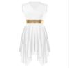 Vxuxlje Women's Liturgical Praise Dance Dress Color Block Irregular Hem Lyrical Worship Dancewear White Medium view 1
