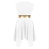 Vxuxlje Women's Liturgical Praise Dance Dress Color Block Irregular Hem Lyrical Worship Dancewear White Medium view 2