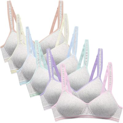 Happy Cherry Girls Teens Training Bras Cotton Lightly Padded Adjustable Sports Bra for Big Kids 12-14 Years