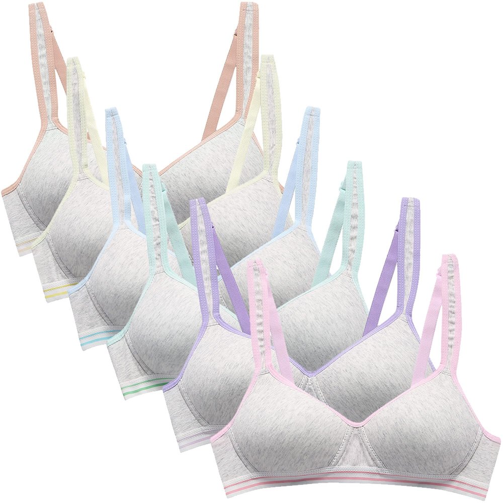 Happy Cherry Girls Teens Training Bras Cotton Lightly Padded Adjustable Sports Bra for Big Kids 12-14 Years