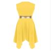 Vxuxlje Women's Liturgical Praise Dance Dress Color Block Irregular Hem Lyrical Worship Dancewear Yellow Small view 2