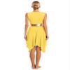 Vxuxlje Women's Liturgical Praise Dance Dress Color Block Irregular Hem Lyrical Worship Dancewear Yellow Small view 4
