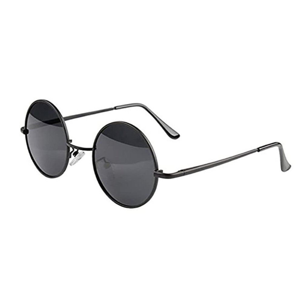 KUYYFDS Sunglasses Mens, Round Sunglasses Metal Frame UV Protection Circle Glasses Retro Eyewear for Men Women Black