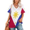 TAIZIYEAH Elegant Casual Philippines Flag V Neck Short-Sleeve Womens Shirt Printed for Women Girl's Summer Sun Beach S view 1