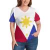 TAIZIYEAH Elegant Casual Philippines Flag V Neck Short-Sleeve Womens Shirt Printed for Women Girl's Summer Sun Beach S view 3