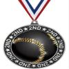 2.75" 2nd Place Baseball Shadow Medal Award, Silver Trophy Medal 100 Pack view 1