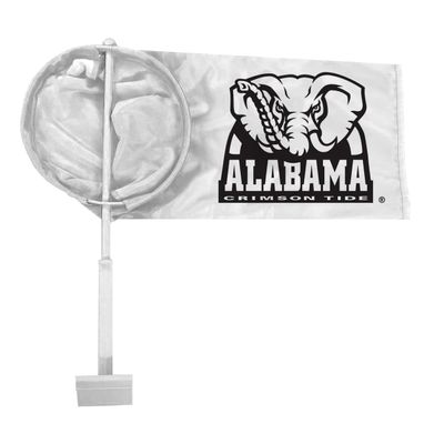 AGAS NCAA Alabama University Big Al White Car Windsock Flags - 9.5x18 inch Double-Layered Printed Wrap Knitted Polyester - 19" Windsock Pole Kit for Attaching to Vehicle Window