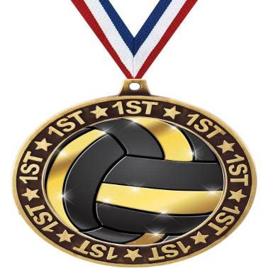 Crown Awards 2.75" 1st Place Volleyball Shadow Medal Award, Gold Trophy Medal 20 Pack