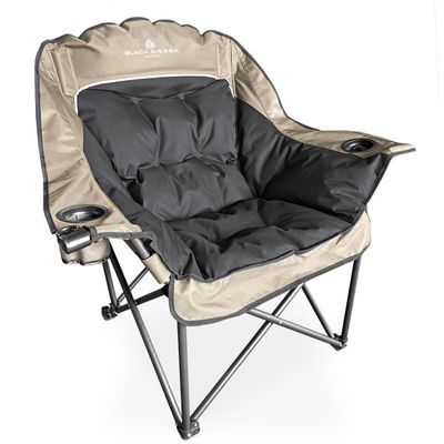 Black Sierra Oversized Camping Chair for Adults 400 lb Heavy Duty Folding Chair with Cup Holders & Carry Bag