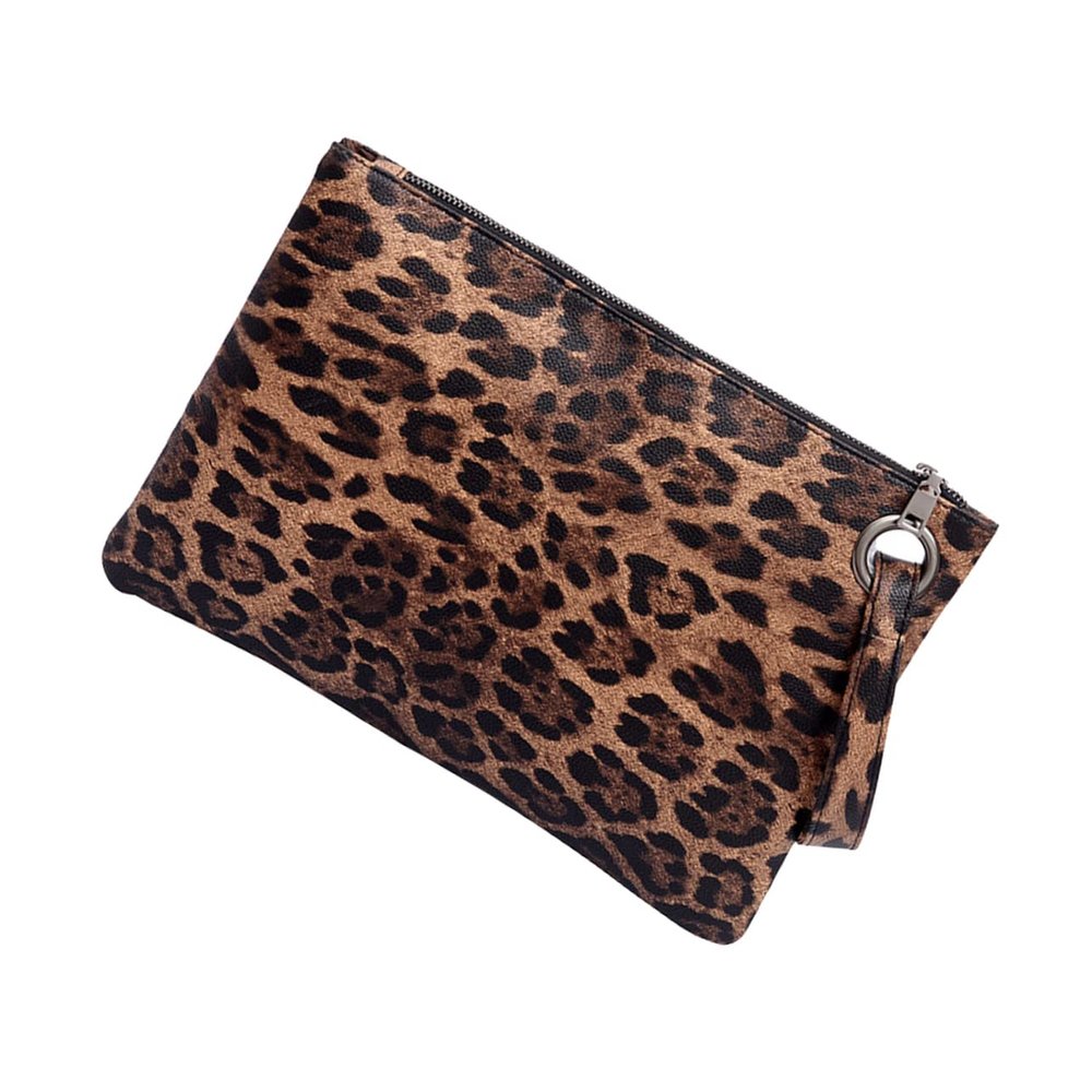 VALICLUD Trendy Bags for Women Leopard Wallet Trendy Handbags Hot Handbag Clutch Purse Leopard Grain Bag Envelope Bag Lady Bags Clutch Bag Brown Fashion Wristband Trendy Purse Leopard Bag