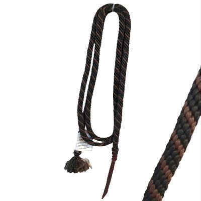 Double Diamond 5/8 Braided Poly Lead Rope | Built by Cowboys, Tested by Broncs | Lead Rope for Horses (Black/Brown Spiral)