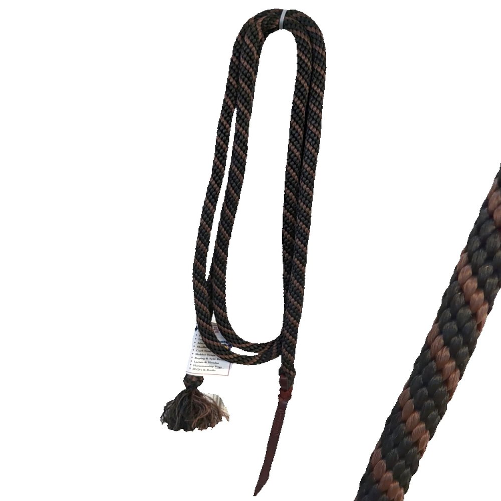 Double Diamond 5/8 Braided Poly Lead Rope | Built by Cowboys, Tested by Broncs | Lead Rope for Horses (Black/Brown Spiral)