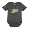 Little King NCAA Knobby Short Sleeve Romper Bodysuit-Big Logo-Purdue-Heathered Black-0-3 Months view 2