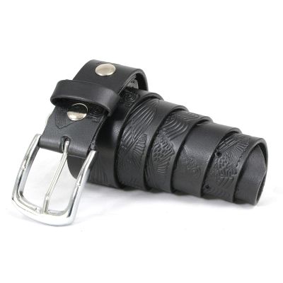 Milwaukee Leather MP7122 Men's Engine Block & Wings - Black Leather Belt w/Interchangeable Buckle - 1.5 inches Wide - 42