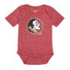 Little King NCAA Knobby Short Sleeve Romper Bodysuit-Big Logo-Florida State-Heathered Garnet-18 Months view 2
